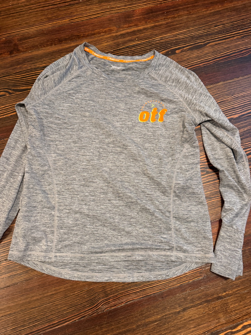 Orangetheory Gray Heather Long-Sleeve Performance Tee with Orange Logo
